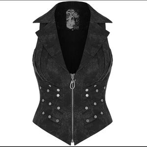 Punk Rave Womens Apocalyptic
Goth Waistcoat Vest Top Black
Studded Grunge Corset